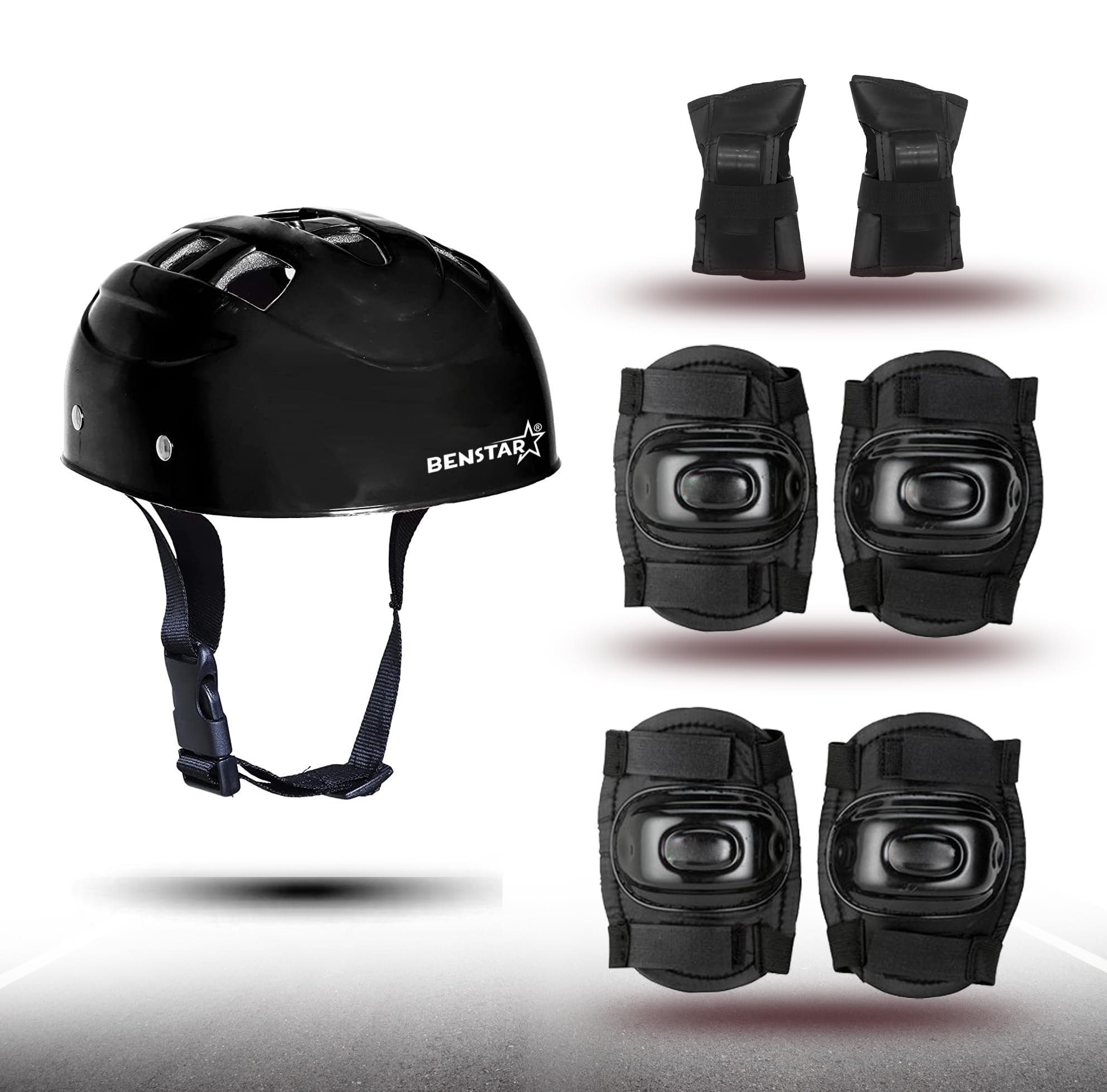 Benstar Skating Guard Protective Kit Cycling Safety Kit for Kids Set of 7pcs Skating Guard Combo (Black) (B0BCZKNLZ8) Amazon Price History, Amazon Price Tracker