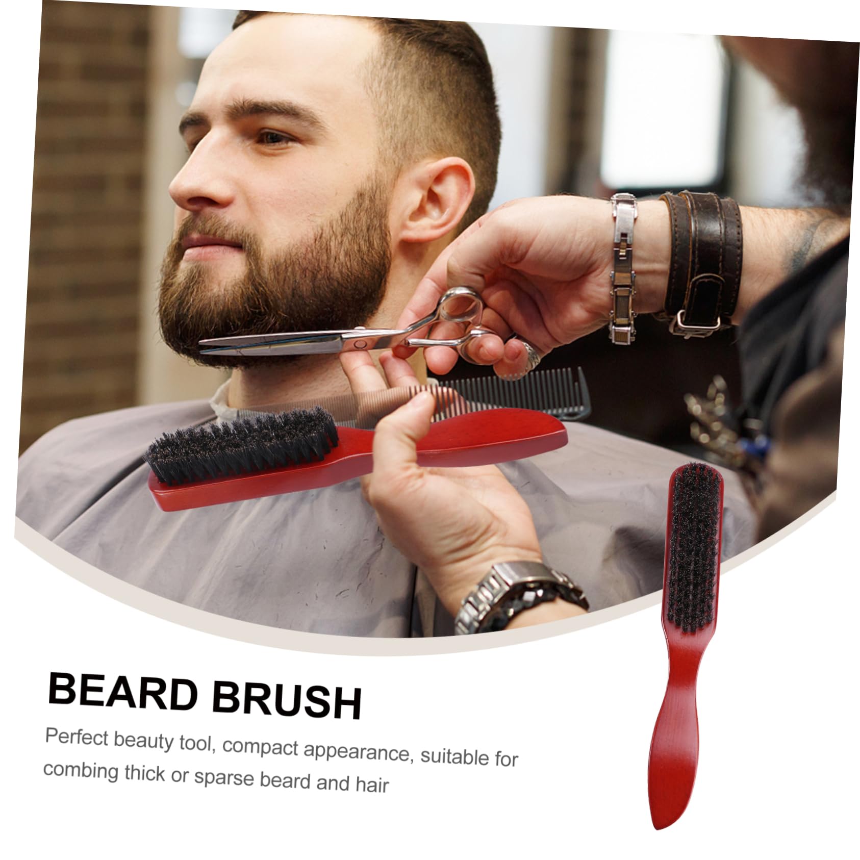 HONMEET Styling Beard Brush Solid Wood Boar Bristle Comb Essential Beard Accessories for Men