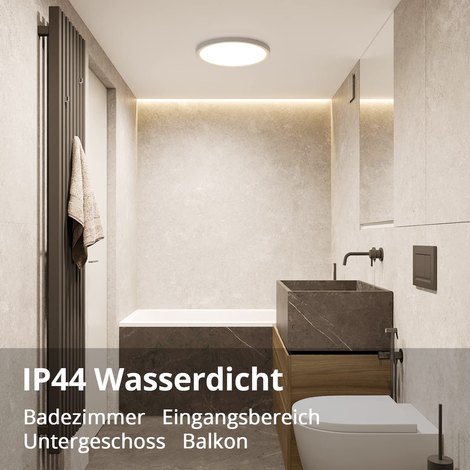 2 pezzi Plafoniera con Sensore di Movimento, Plafoniera Led Soffitto, Lampada Soffitto, Luce Led Soffitto, Ultra Sottile, 1800LM, 4000K, 22cm, IP44 Stagna, Bianco