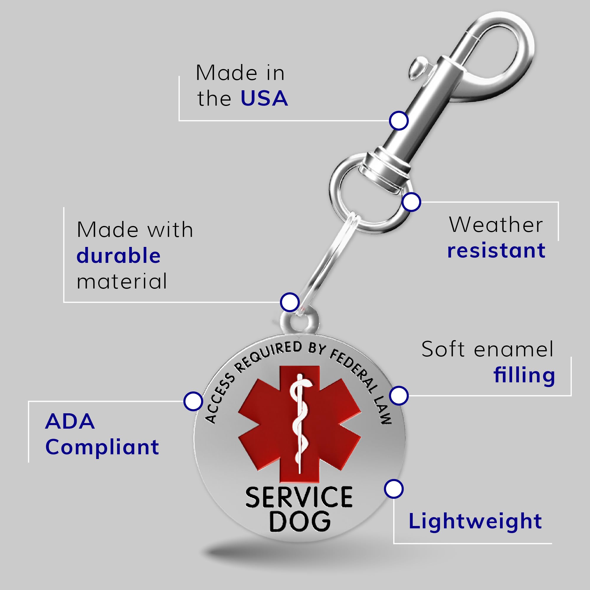 Amazon | ActiveDogs サービスドッグ クロムタグ - 両面 - 連邦法によるADAアクセスが必要  レッドメディカルアラートシンボル1.25インチ 襟、リード、ハーネスベストに簡単に取り付けられます。 | ActiveDogs.com |  名札・IDタグ 通販