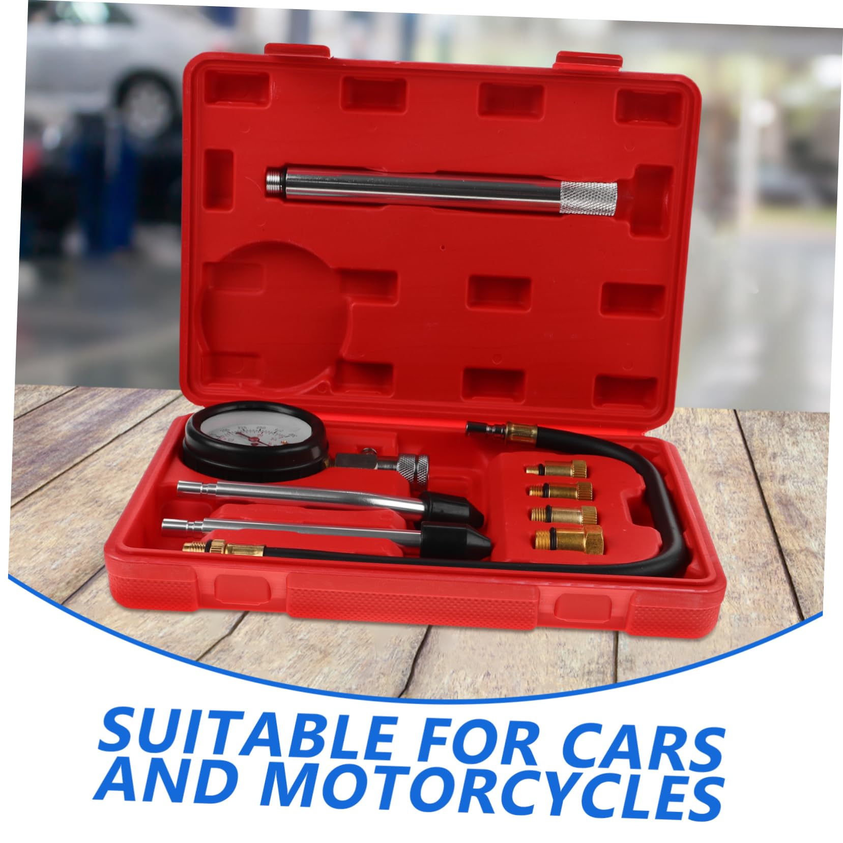 Alipis Probador De Compresión De Cilindros Compatible Coches y Motocicletas Medidor De Presión Para Reparaciones Kit Completo