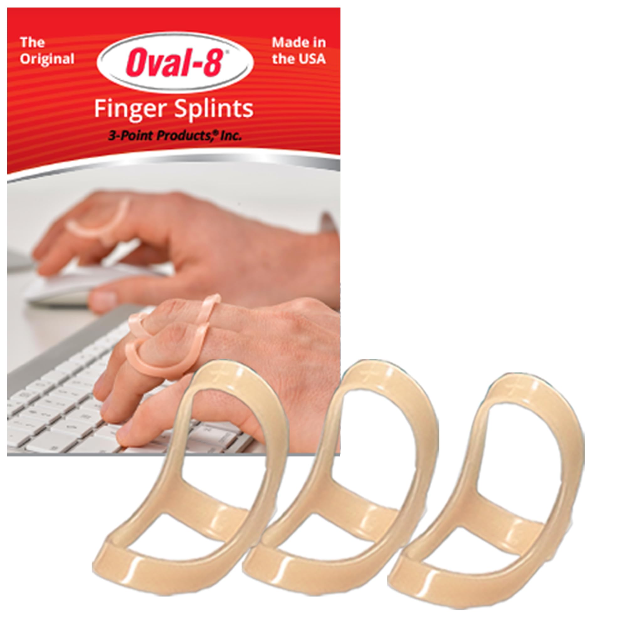 3-Point Products Oval-8 Finger Splints Sizes 8 9 10 Pack of 3 Beige | Support and Protection for Arthritis Trigger Finger or Thumb and Other Finger Conditions product thumbnail 2