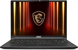 MSI Laptop para jogos Stealth A16 AI+ 40.6 cm 240Hz QHD+ OLED: AMD Ryzen AI 9 HX 370, NVIDIA Geforce RTX 5080, 32GB DDR5, SSD NVMe de 2TB, Wi-Fi 7, Win 11 Home: Core Black A3XWIG-076US