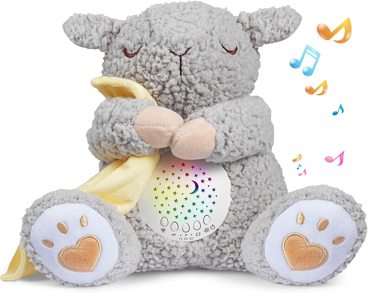 Rechargeable Baby Sleep Soother, Mom's Heartbeat Babies Cry Sensor Lullabies & White Noise Sound, Nursery Decor Night Light Projector Toddler Crib Sleeping Aid, Boys & Girls Shower Gifts