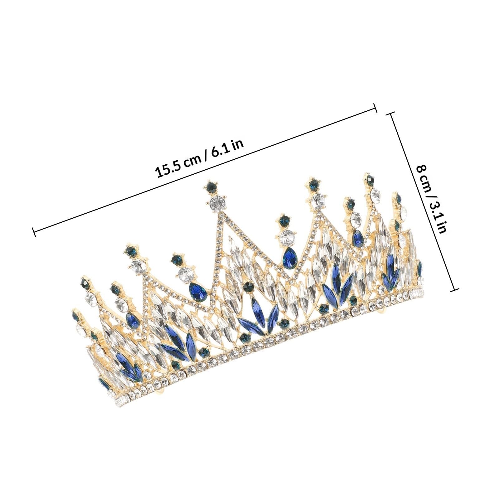 Tiara de Boda Azul Estilo Barroco para Novia Aleación Elegante y Decoración Cabello en Bodas y Fiestas