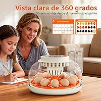 Vista 6 de Incubadora de huevos con control de temperatura y humedad, girador automático de huevos, ovoscopio, recarga de botella de agua externa, ventilación