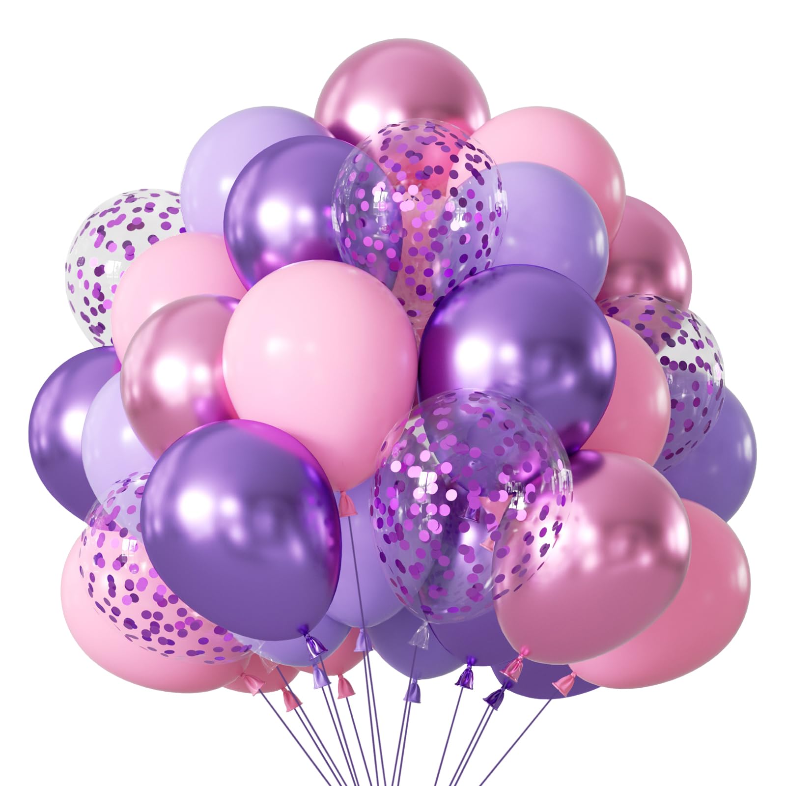 Pink and Purple Balloons 68pcs - 12Inch Purple and Pink Balloons Confetti Balloons Latex Pastel Birthday Balloons for Women Girls Baby Shower Anniversary Wedding Engagement Kpop Party Decorations — image 1