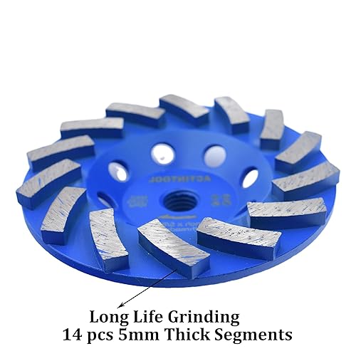 Miniatura 8 de ACTINTOOL 5 pulgadas x 78-58 pulgadas. 14 segmentos de diamante Turbo rueda de molienda de la taza, 5 pulgadas diamante muela abrasiva para hormigón