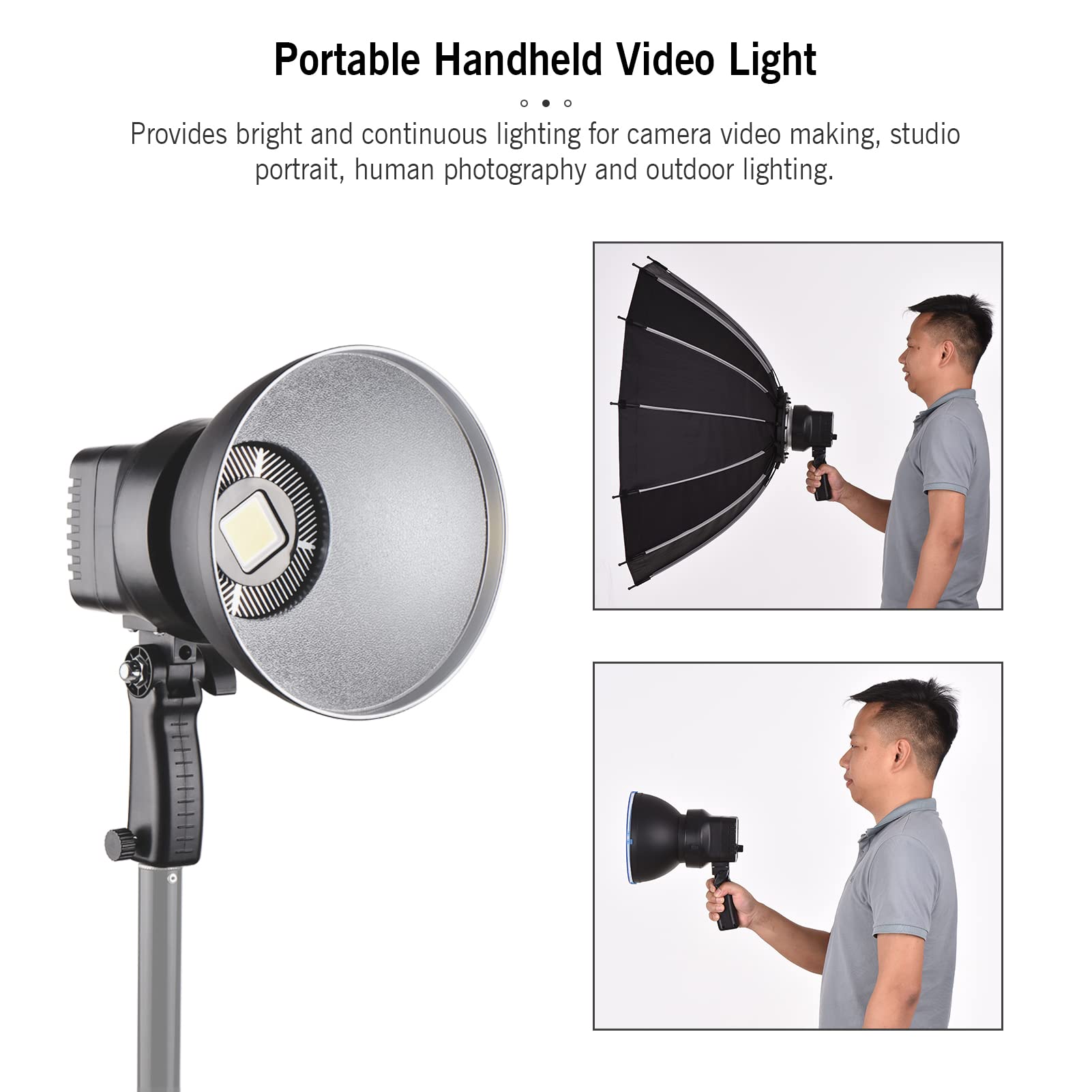 Andoer LED-Videolicht, 150 W, 6500 K, 15000 lm, CRI95 + 10 % -100 % Bowens-Halterung, dimmbar, mit 3 Filterpaneelen, Fernbedienung