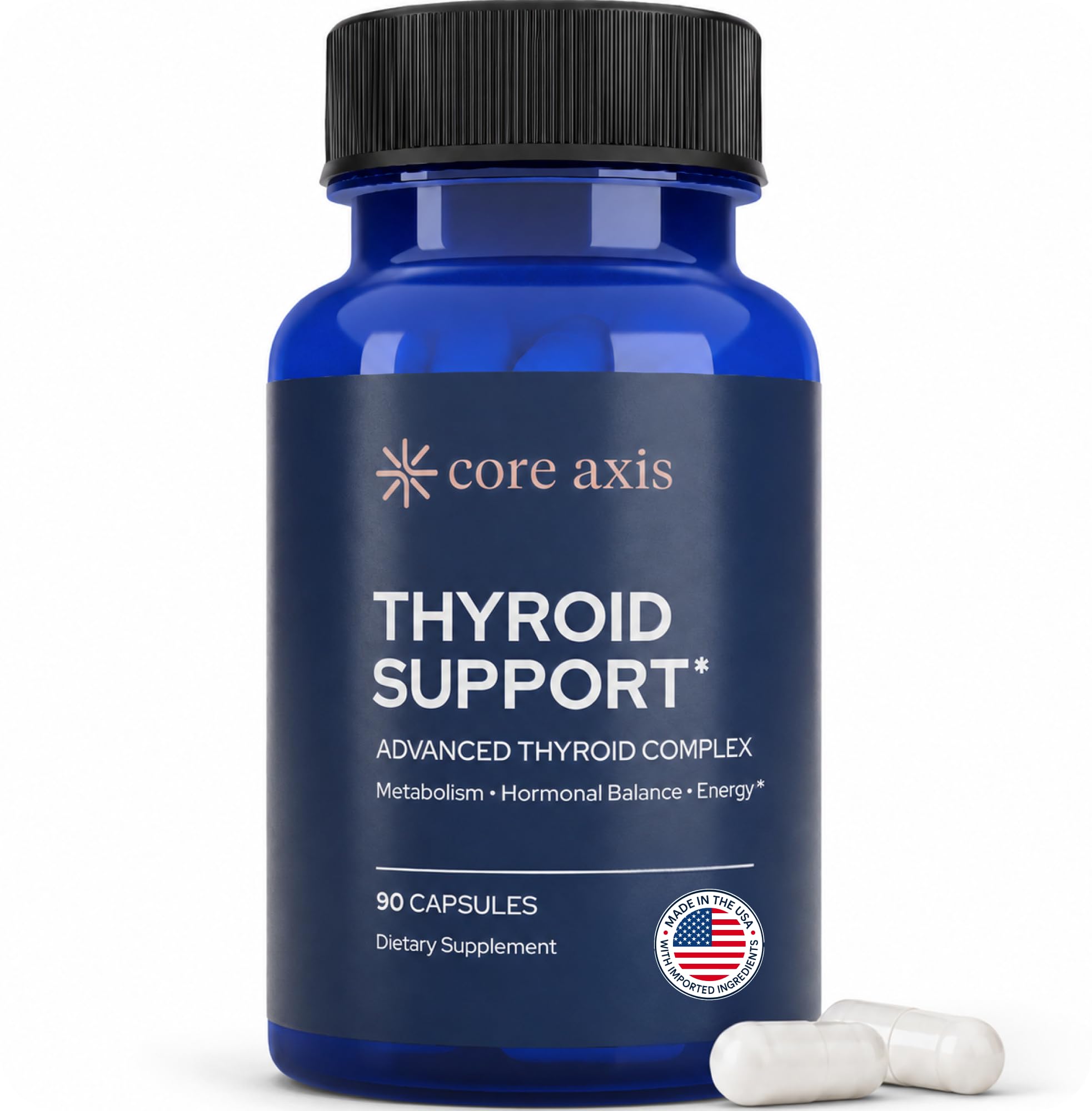 Iodine-Free Thyroid Support for Women with Hashimotos & Hypothyroidism - Myo-Inositol 600mg, Selenium, S-Acetyl Glutathione, Methylfolate & Methyl-B12 - No Ashwagandha - 90 Capsules