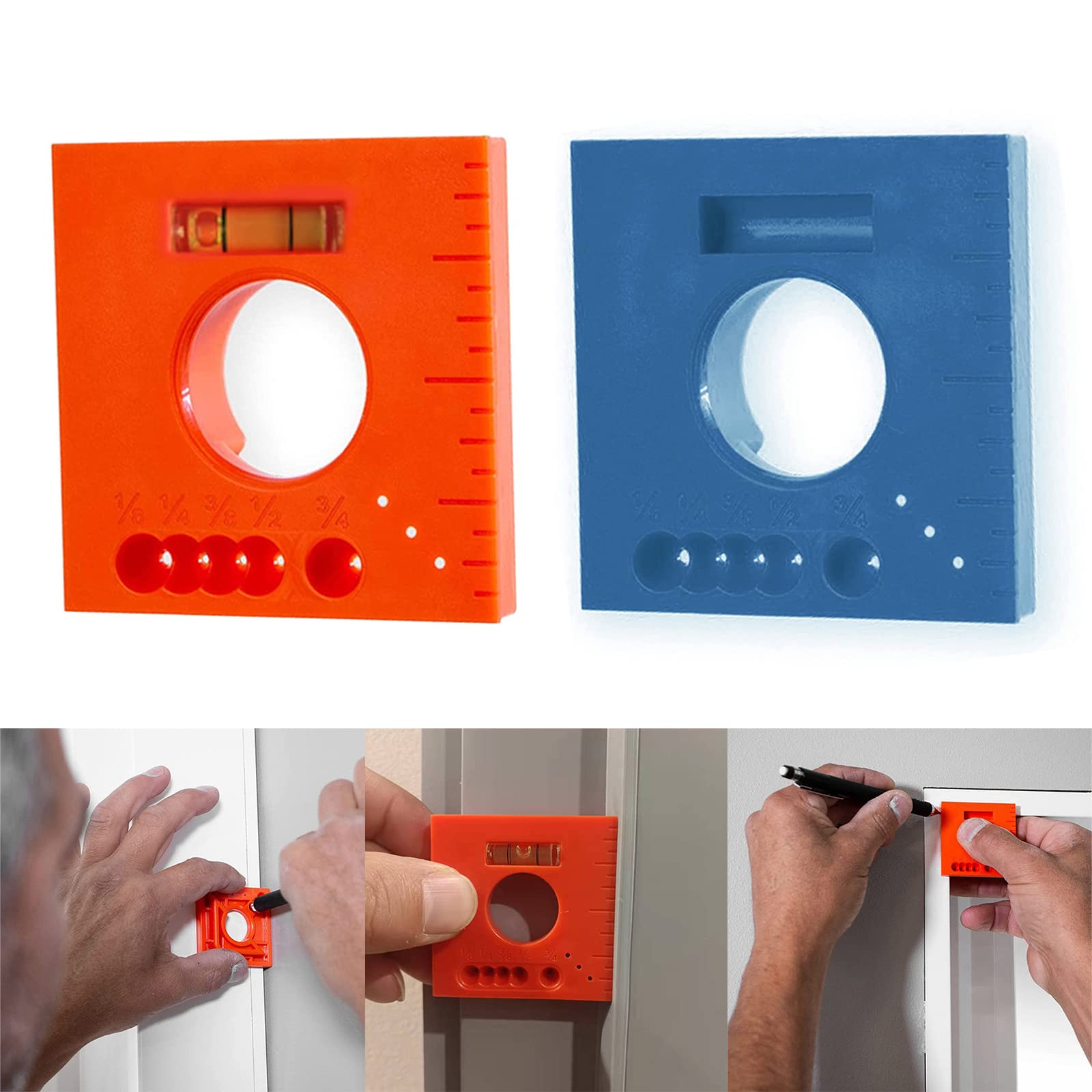 Atiger 2PCS Marks Offset Ruler with Level - 5 in 1 Multifunction Ruler for Parallel Lines for Screws or Cutting Marking Offset Marking Tool Easily Scribe Trim for The Perfect fit