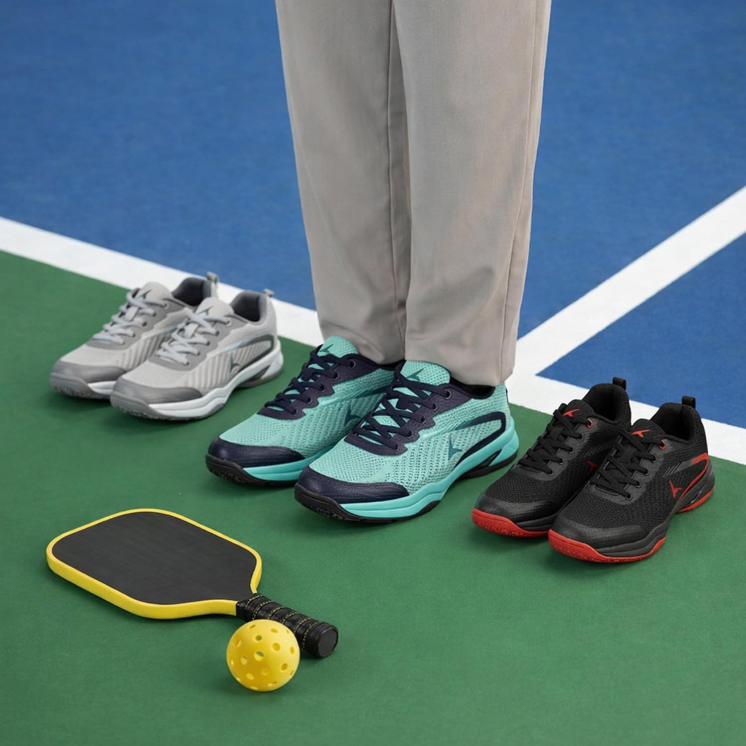 TRACER Men's Badminton and Pickleball Court Shoes, Lightweight Breathable Mesh Upper, Shock-Absorbing EVA Sole, Non-Marking Grip, Comfortable Indoor Sneakers for Speed and Agility Mint Green 11 3