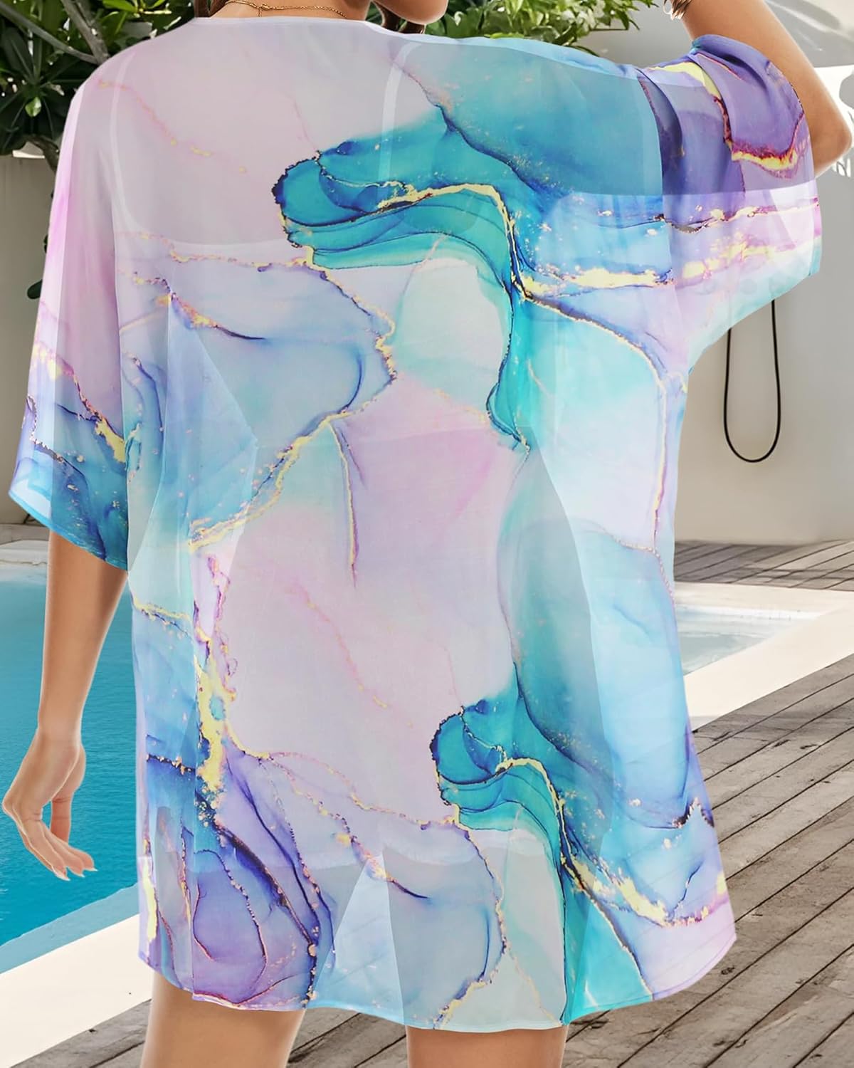 Womens Kimono Beach Cover Up Chiffon Cardigan Floral Tops Loose Capes - Image 6