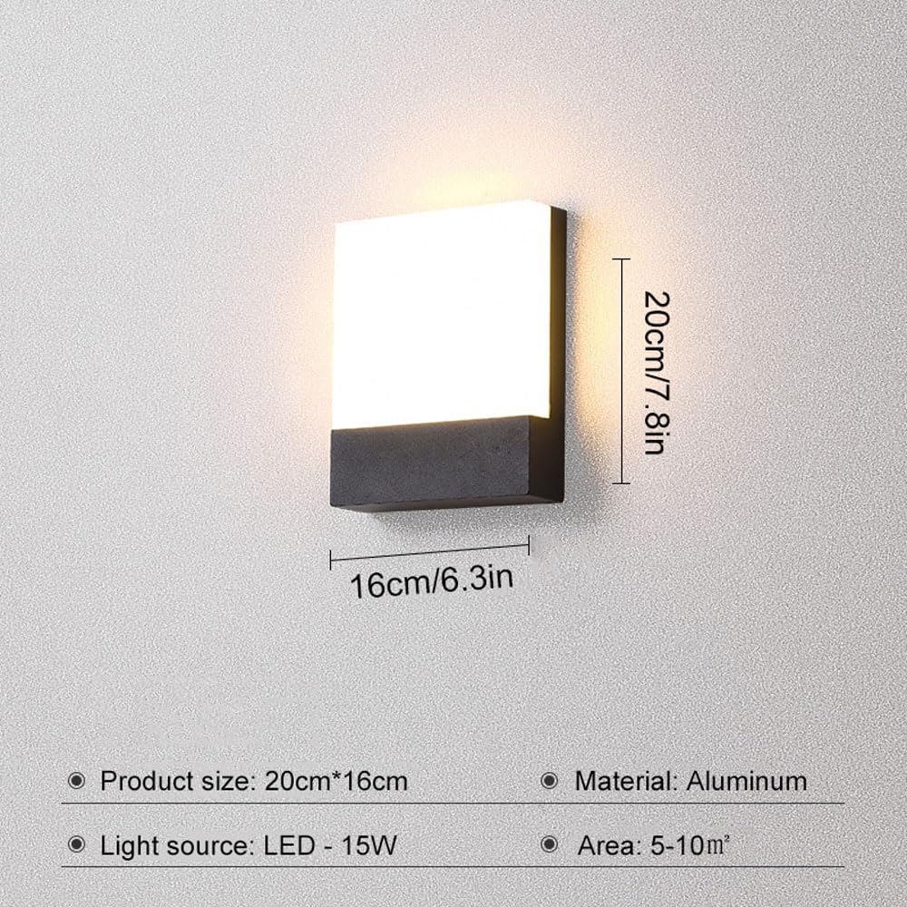 Zewnętrzna lampa ścienna LED, ciepła biel 3000 K, 10 W, aluminiowa, idealna do domu, tarasu, garażu lub ogrodu.
