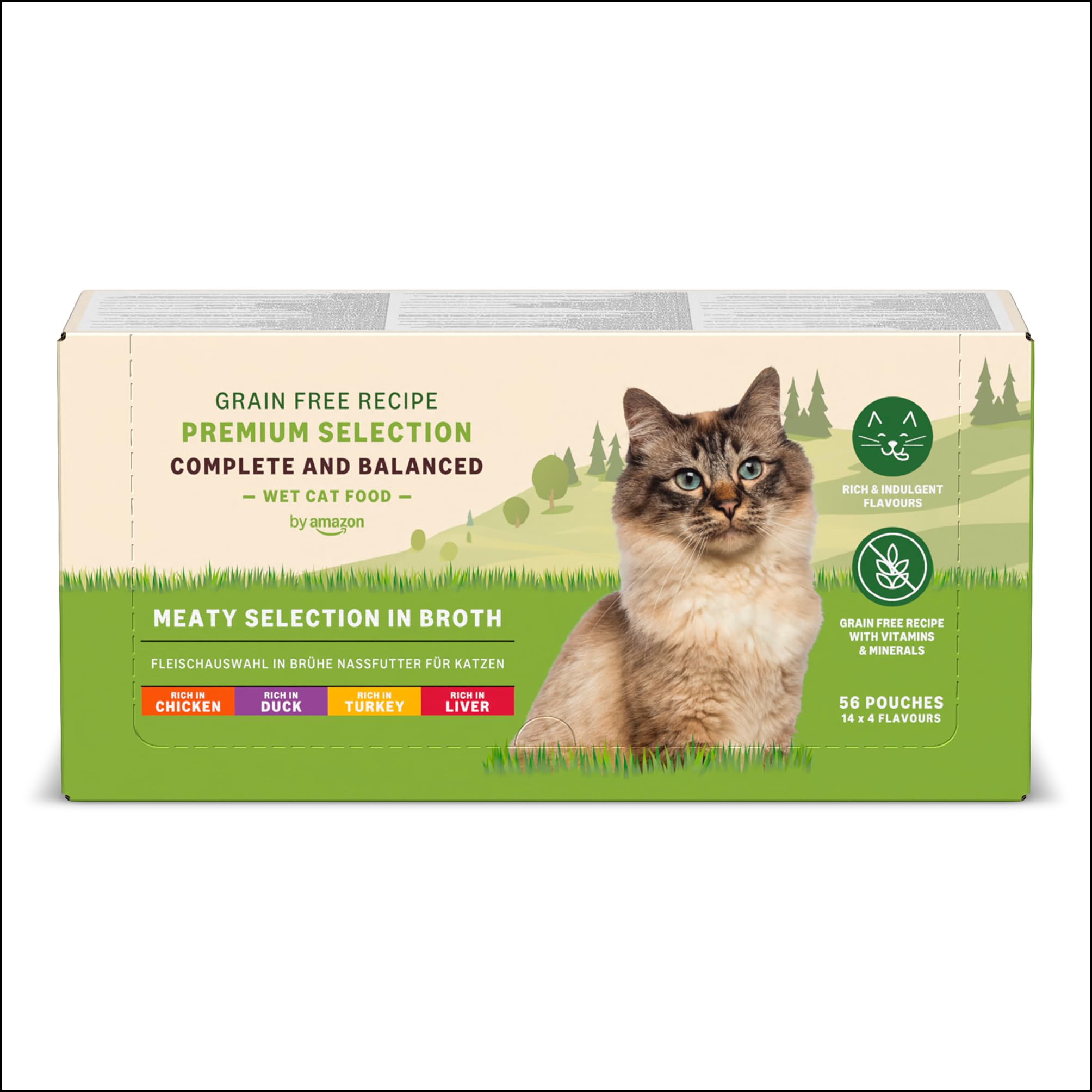 Lifelong Amazon Brand - Lifelong Grain-Free Wet Adult Cat Food Meat  Selection in Broth, 4.76 kg, 56 Packs of 85g : Amazon.ie