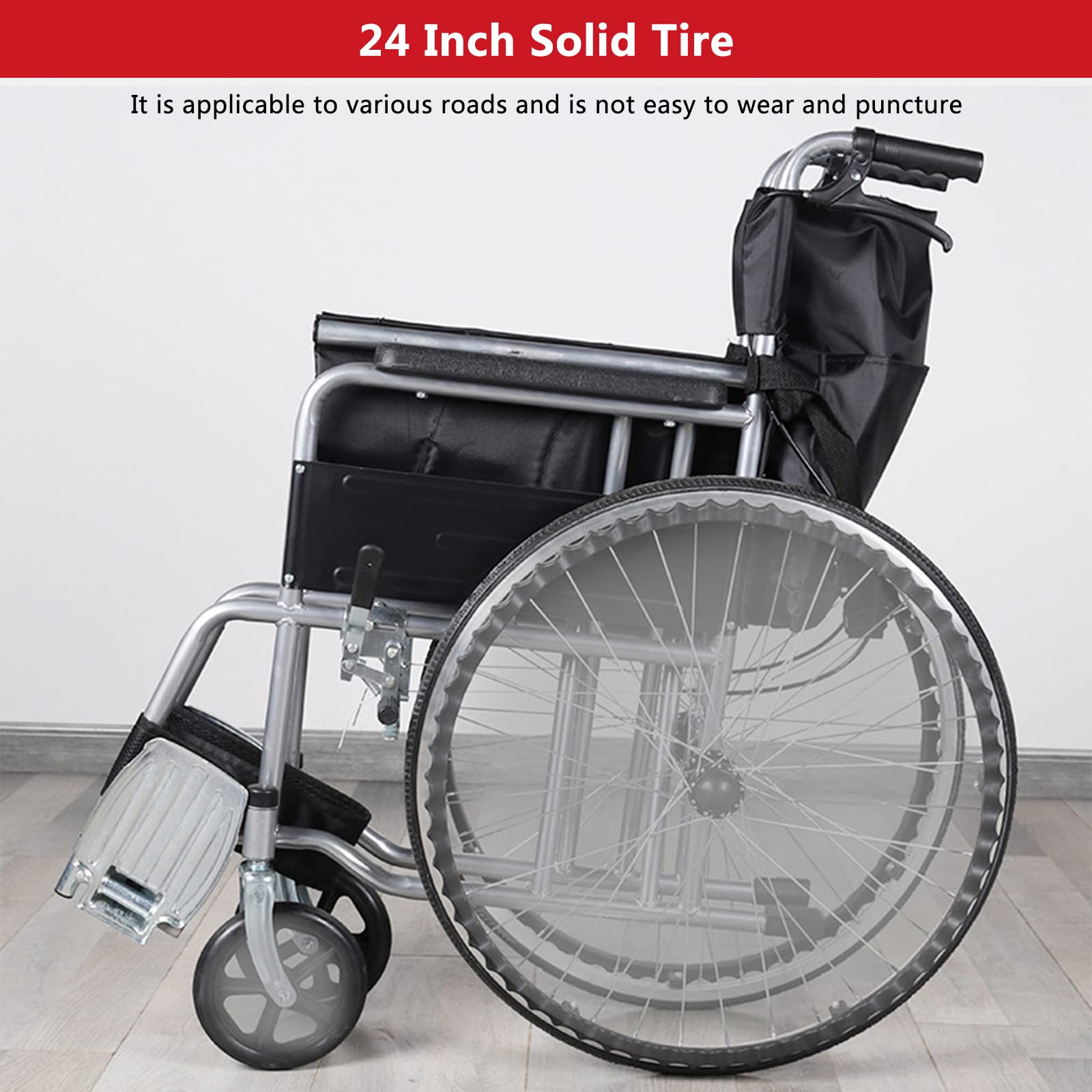 Sedia a rotelle Pieghevole Leggera,Sedia di Trasporto Pieghevole per Adulti,Sedia a rotelle da Trasporto Leggera con Freno a Mano,con Freno a Mano,per Un Comfort Extra,Nero,Black
