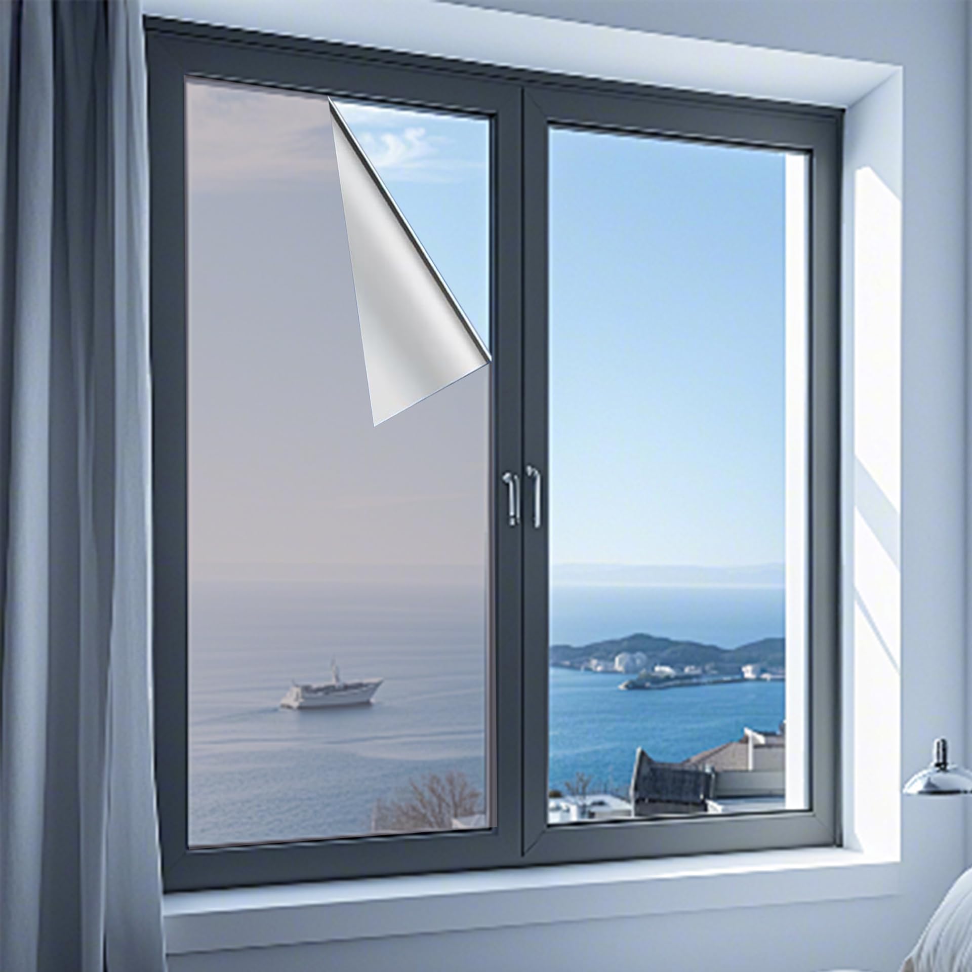 Pellicola Autoadesiva per Finestre 90 x 350 cm Pellicola Adesiva per Vetri Finestre Opaca, Decorativa, Protezione Della Privacy per Vetri Può Essere, Grigio