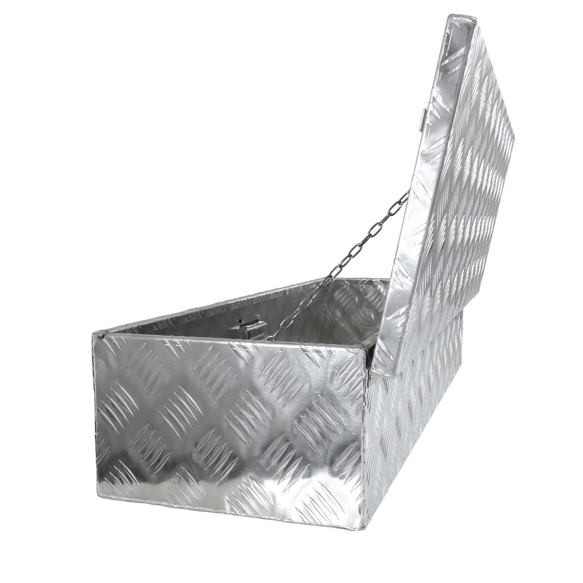 The Drive Staubox Deichselbox für Anhänger, Nutzfahrzeuge 950x320x190mm | Alu-Riffelblech | Silber