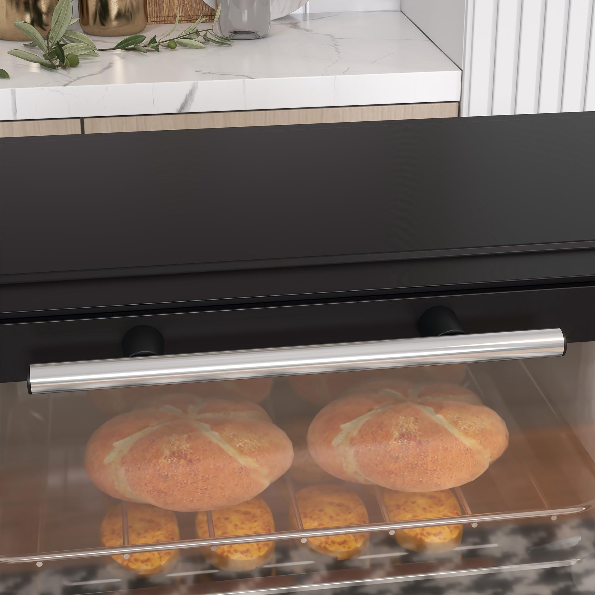 HOMCOM Mini Backofen 9 L 750W 100-230℃ 60 Min. Timer inkl. Backblech, Grillrost, Glas Fenster, Platzsparend Minibackofen Pizza-Ofen, Schwarz