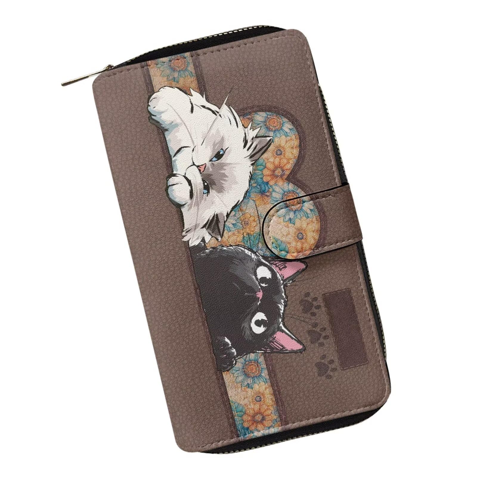 COEQINE Ladies Wallets Pink Leopard Heart Black Printed Leather Phone Long Clutch Purses Check Coin Change Holder