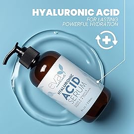 Eva Naturals Anti-Aging Hyaluronic Acid Serum For Face - Professional & Potent Hydrating Anti-Wrinkle Formula For Fine Line & Uneven Skin Tone - Contains Vitamin C, B, & E, Paraben Free (8 Oz)