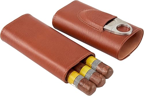 Miniatura 6 de Kit de humidor de viaje para cigarros, accesorios de cuero para cigarros con cortador y estuche forrado de cedro para una frescura óptima, juego de