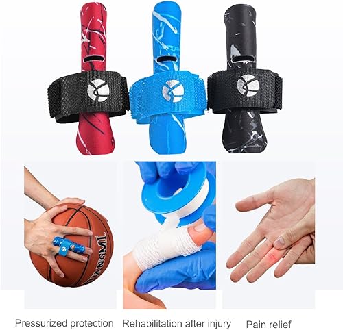 Miniatura 4 de Kuangmi Soporte de dedo protector, férula para el alivio del dolor para baloncesto voleibol béisbol, Negro, 1