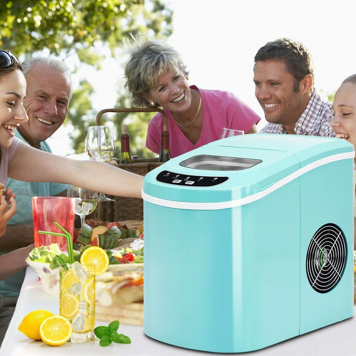 Portable controsoffitto Macchina elettrica Ice Maker, 33 libbre in 24 Ore, 9 Ice Cubes Pronti in 6 Minuti, l'Home Mini Macchina del Ghiaccio con Ghiaccio Scoop e Basket