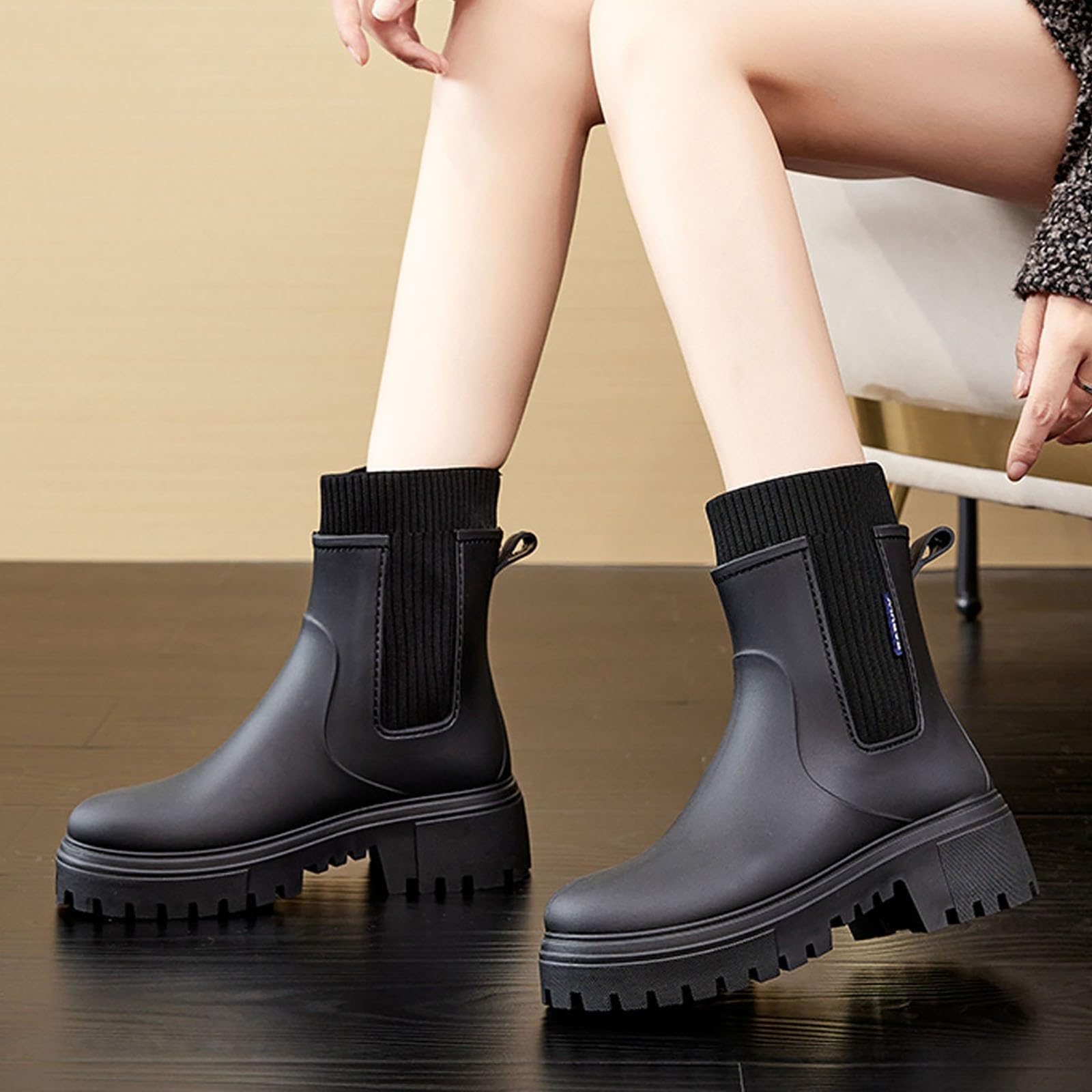 Generico Stivali Da Pioggia Da Donna Stivaletti Donna In Gomma Impermeabili Stivaletti Pioggia Antivento Stivali Pioggia Donna Comode Scarpe Da Pioggia Rain Boots