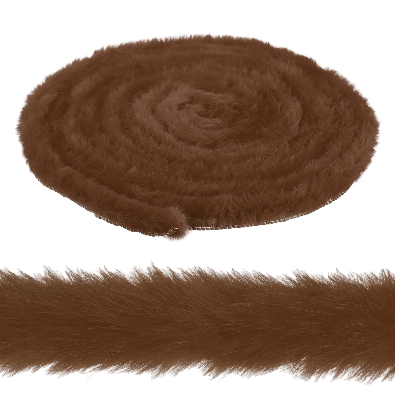 sourcing map 2 Inch x 6 Yards Faux Fur Ribbon Trim, Artificial Furry Ribbon Stripe, Craft Fur Trim for Sewing, Christmas Tree, Home Wedding Decoration, Party Supplies, Caramel