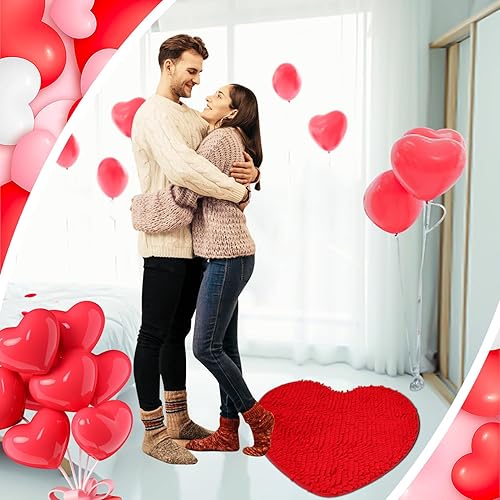 Miniatura 7 de 3 alfombras con forma de corazón para el día de San Valentín, tapete decorativo para ducha, antideslizante, lavable, tapete para puerta de baño,