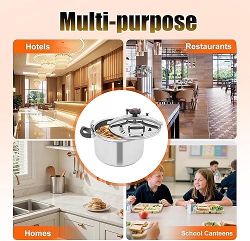 Miniatura 6 de Olla a presión de acero inoxidable de 42 cuartos de galón, olla a presión superior de estufa comercial, olla de cocción a presión, compatible con