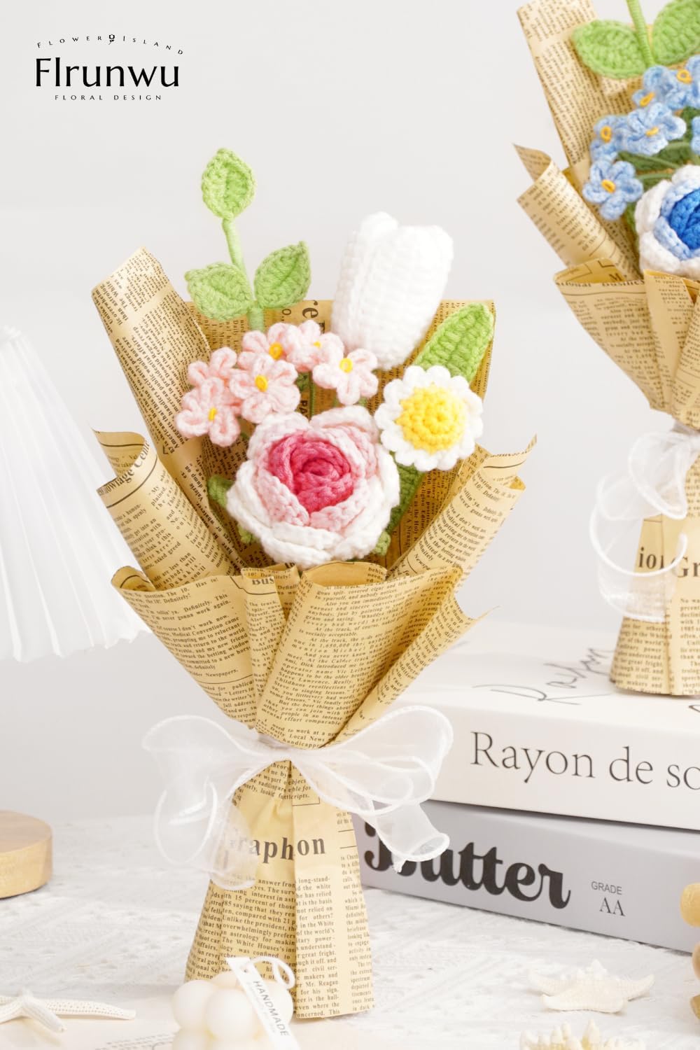 Hand-Woven Rose Artificial Flower(Pack of 1), Bouquet Packaging Beautiful Flowers Suitable for Family Table Decoration, for Girlfriend Mother, Valentine's Birthday Wedding Gift, (Pink)