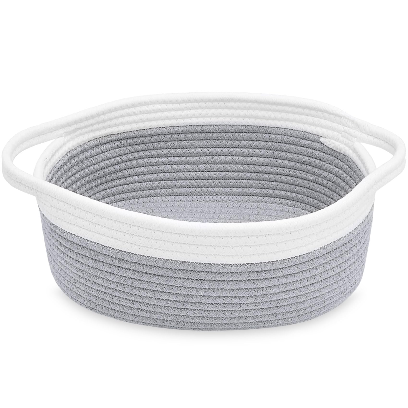 ABenkle Small Basket, 12"x 8" x 5" Cute Small Woven Basket, Rope Room Shelf Storage Basket, Cat Dog Toys Basket Chest Box, Decorative Empty Gift