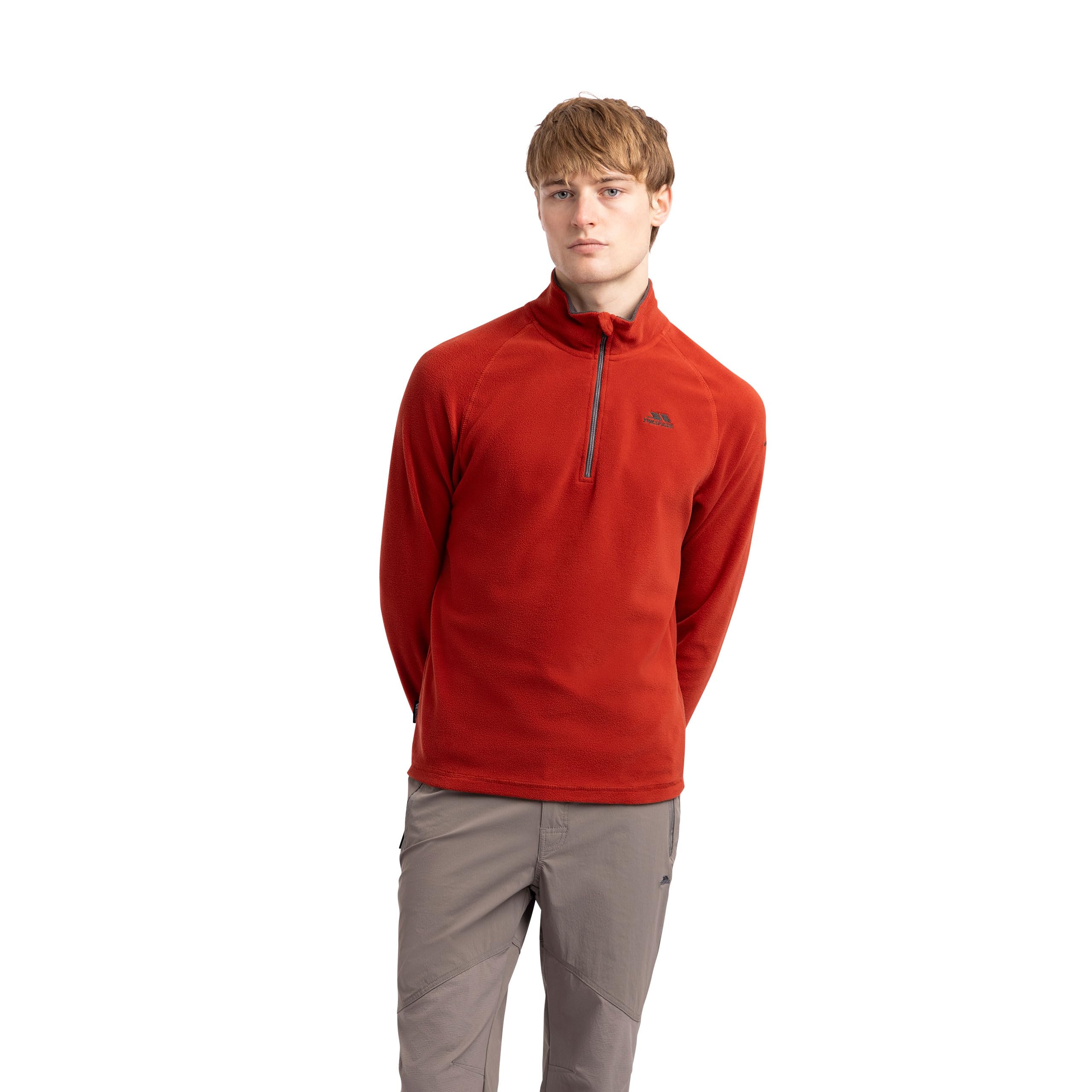 Trespass Men's Salsa Casual Fleece Top Blackford - Anti Pilling, 1/2 Zip Neck, Contrast Inner Collar, Contrast Neck Tape, Knitted, 100% Polyester