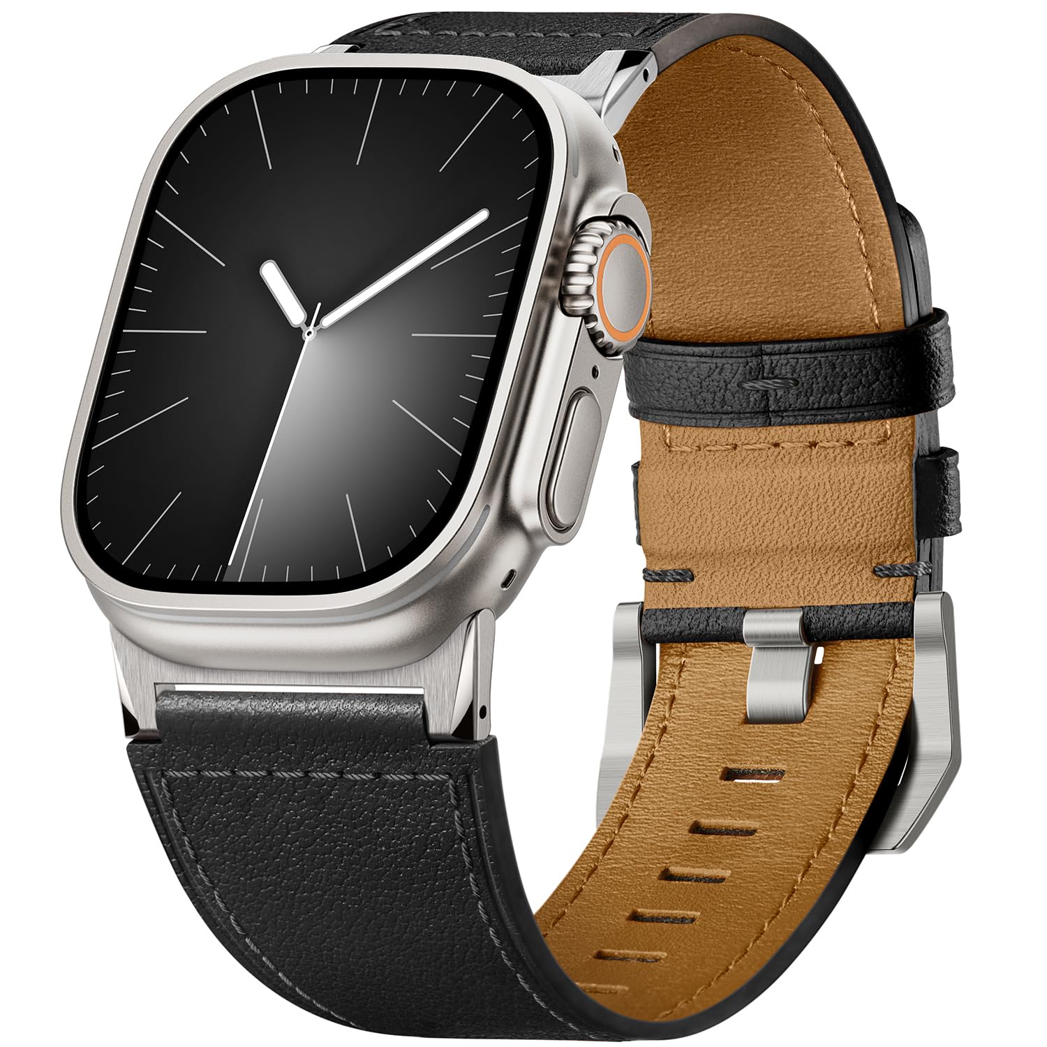 Suitisbest Skórzany pasek kompatybilny z Apple Watch 49 mm, 46 mm, 45 mm, 44 mm, 42 mm, trwały pasek zamienny z prawdziwej skóry cielęcej do iWatch Ultra 3, 2, 1, Series 11, 10, 9, 8, 7, 6, 5, 4, 3