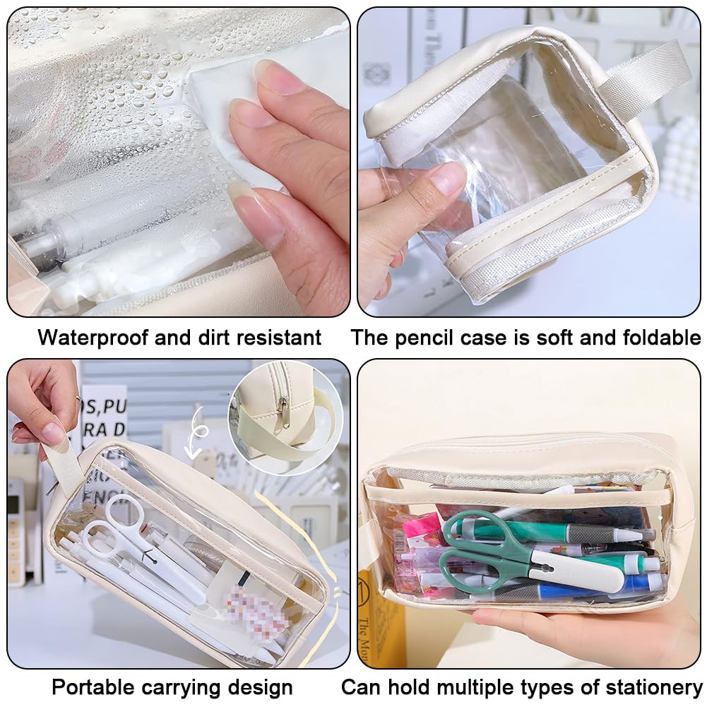 ARTHLBF Clear Pencil Case 2PCS Large Pen Bag with Compartments - Image 3