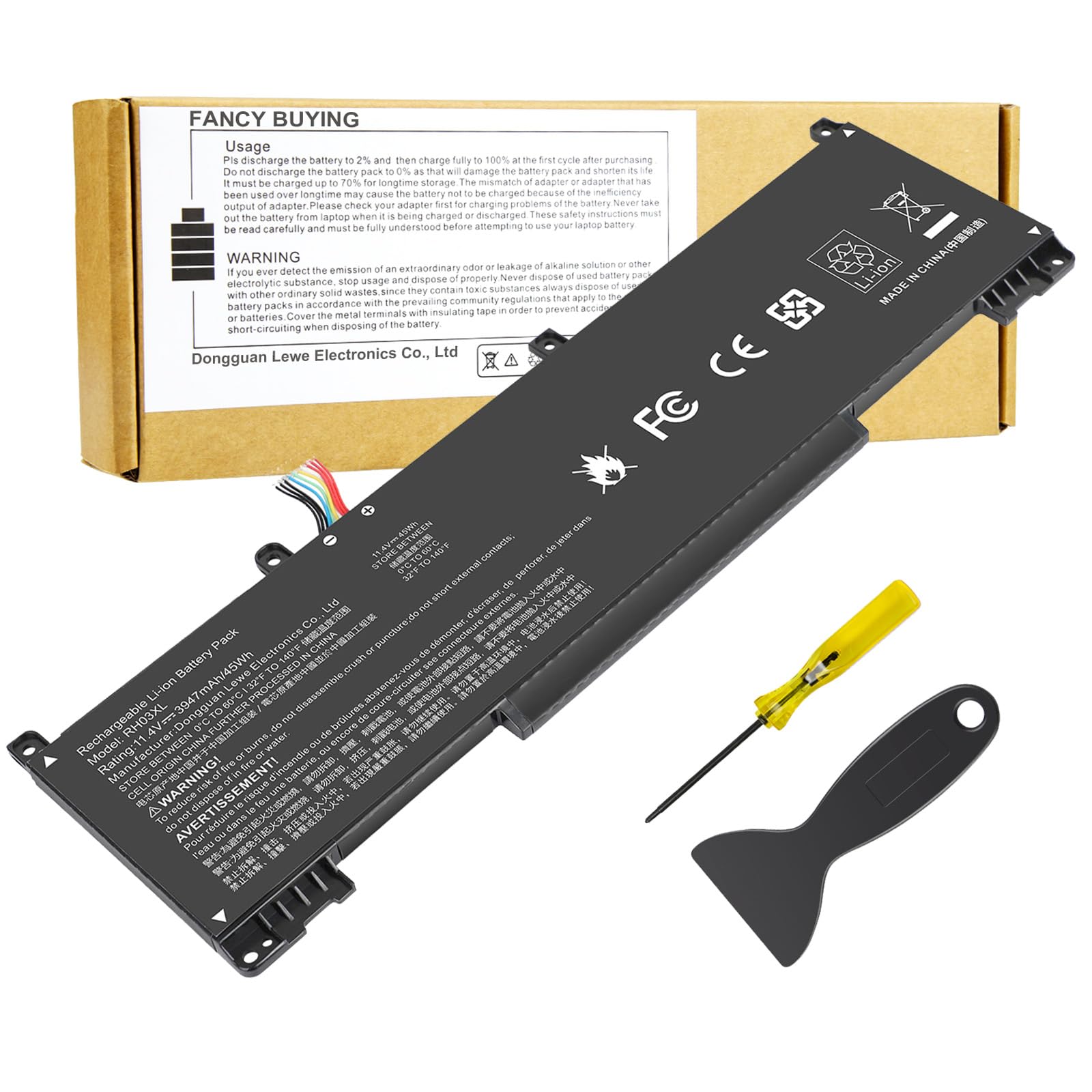 11.4V 45Wh RH03XL M02027-005 M01524-1D1 Laptop Battery for HP ProBook 430 440 445 450 630 640 650 G8 Series HSTNN-IB9Q HSTNN-OB1T HSTNN-DB0B HSTNN-UB7X M01524-2B1 M01524-AC1 (short style)