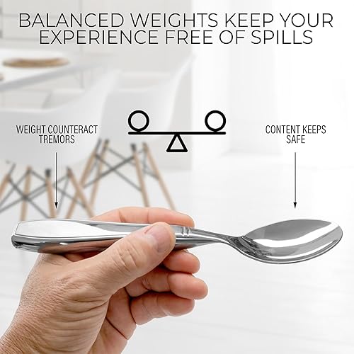 Miniatura 4 de Utensilios con peso para temblores de manos y pacientes de Parkinson, juego de 4 piezas de cubiertos con peso para ancianos, artritis, agarre débil