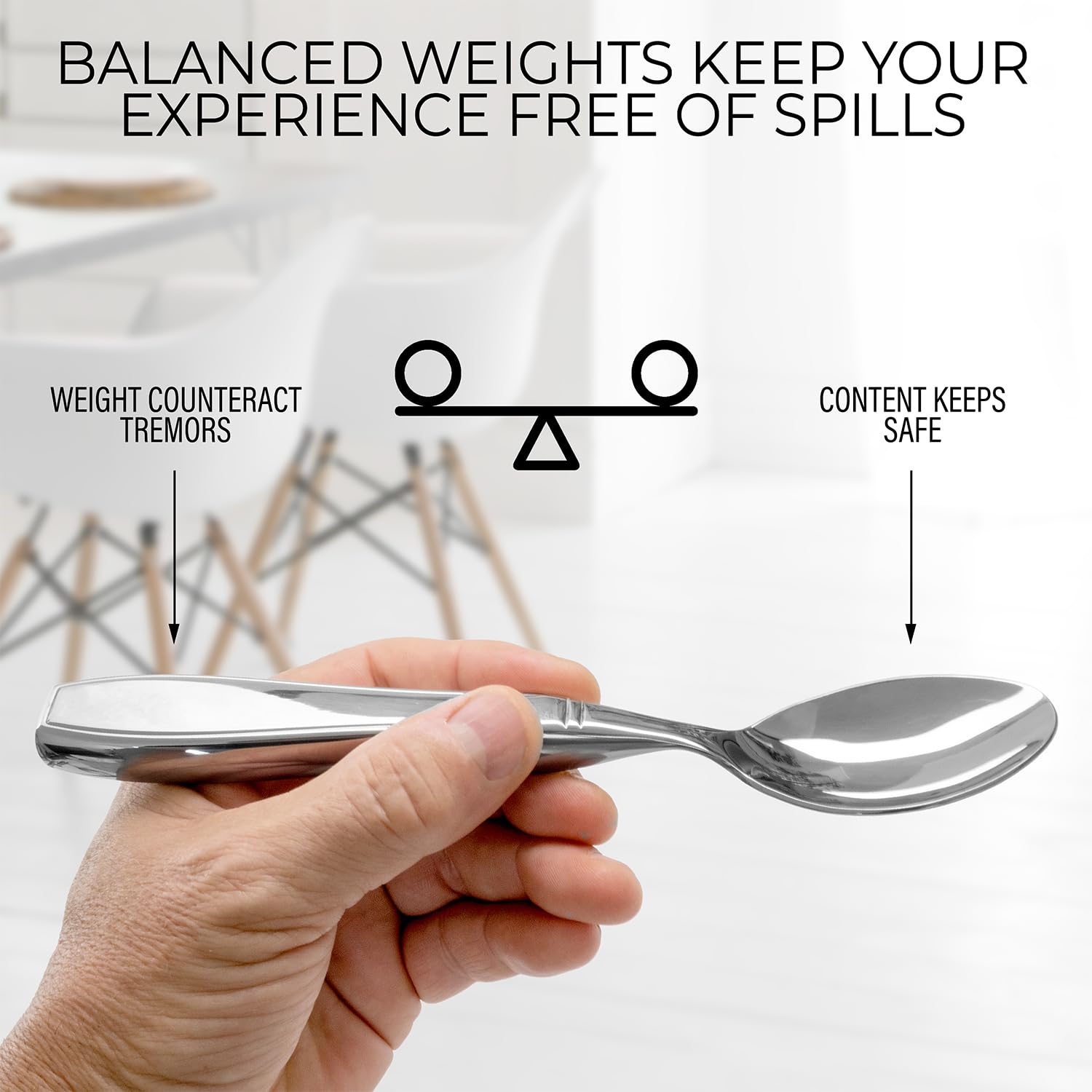 Utensilios pesados para temblores de manos y pacientes con Parkinson, juego de 4 piezas de cubiertos con peso para ancianos, artritis, agarre débil de la mano, práctica bolsa de viaje, acero