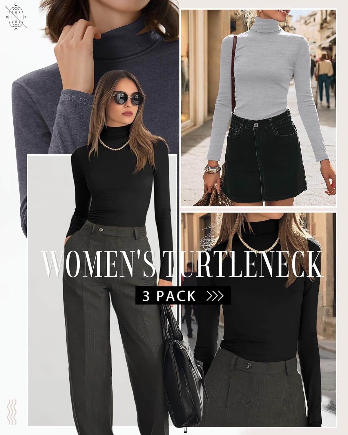 Neer 3 Pack Cotton Women's Turtleneck Long Sleeve Tops Thermal Underwear Base Layer Fall Winter Shirts Sweater - Image 2