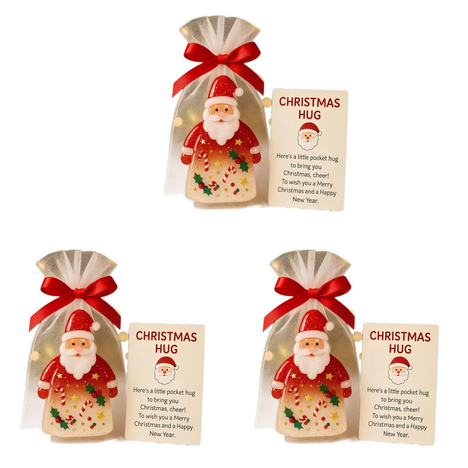 QUILSTM Santa Claus Hugging Festival Souvenirs Christmas Pocket Hug For Restaurant Santa Claus Hugging Gift Lightweight 3pcs With Encouragement Card Good