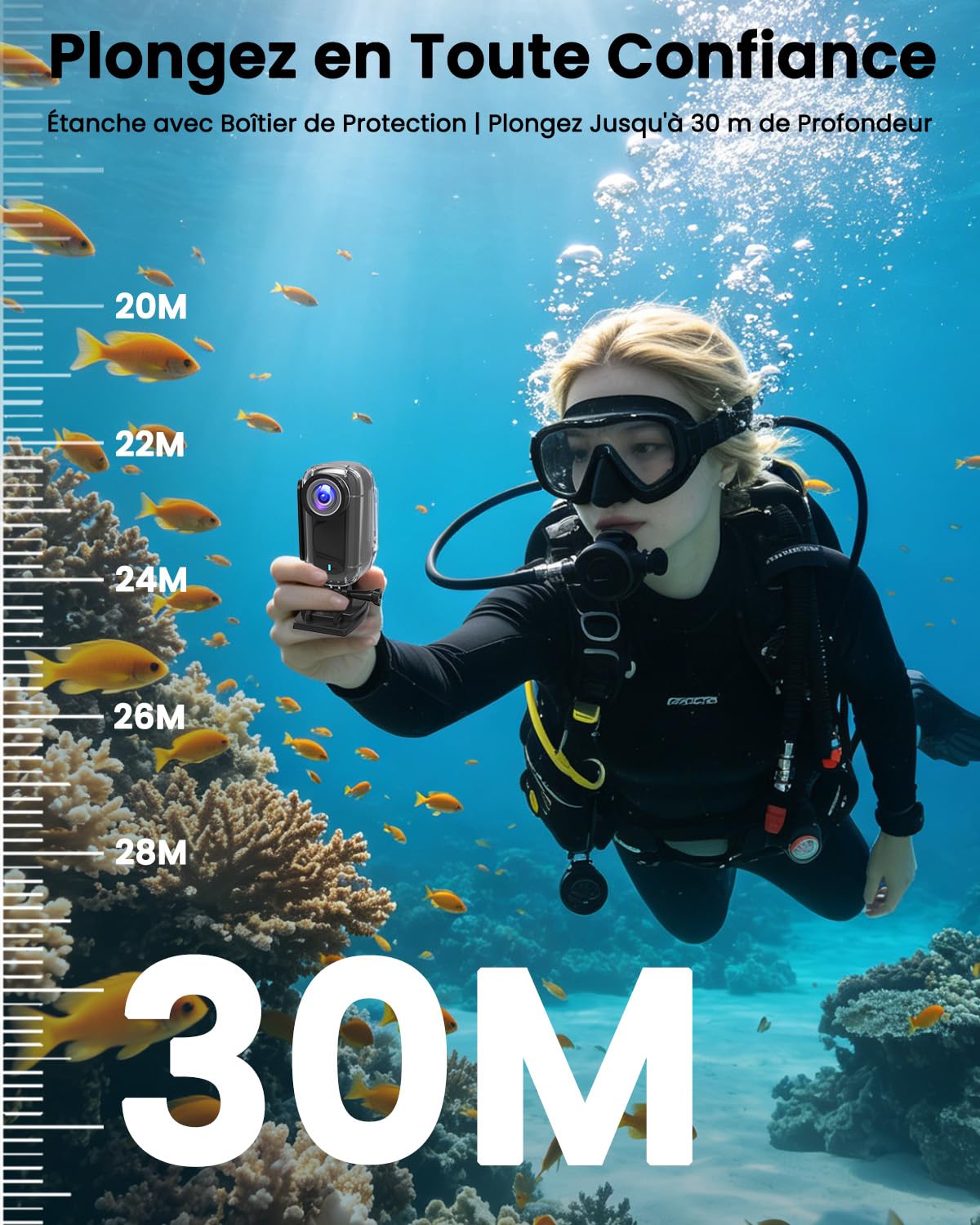Bextgoo Camera Sport, Mini Caméra Sport 4K, Action Camera Moto WiFi 64Go
