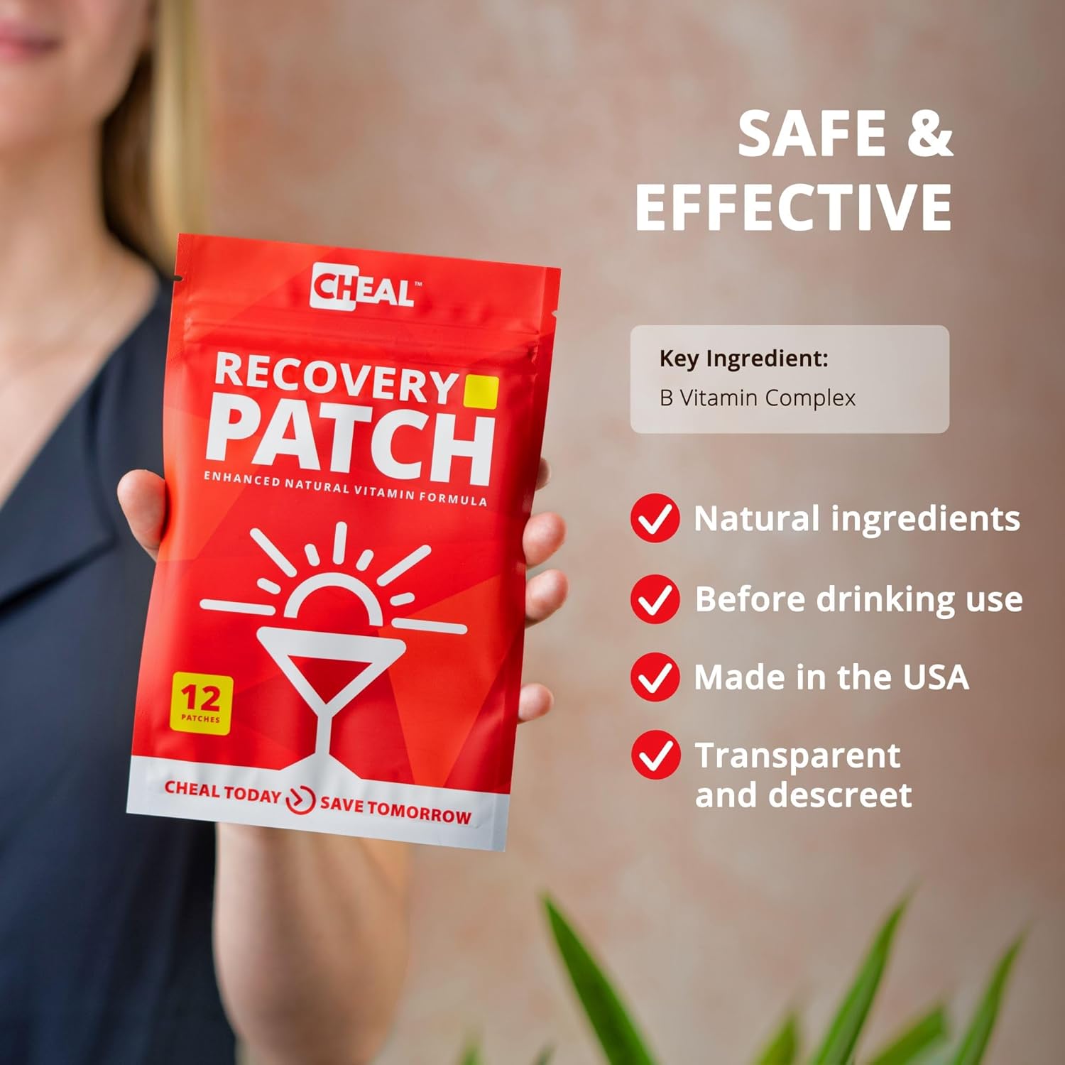 Party Recovery Patches - 12 Pack - Bounce Back After a Night Out. B Complex Formula for Better Mornings - 100% Natural. Transparent & Waterproof - Party Essential - Use Before Drinking