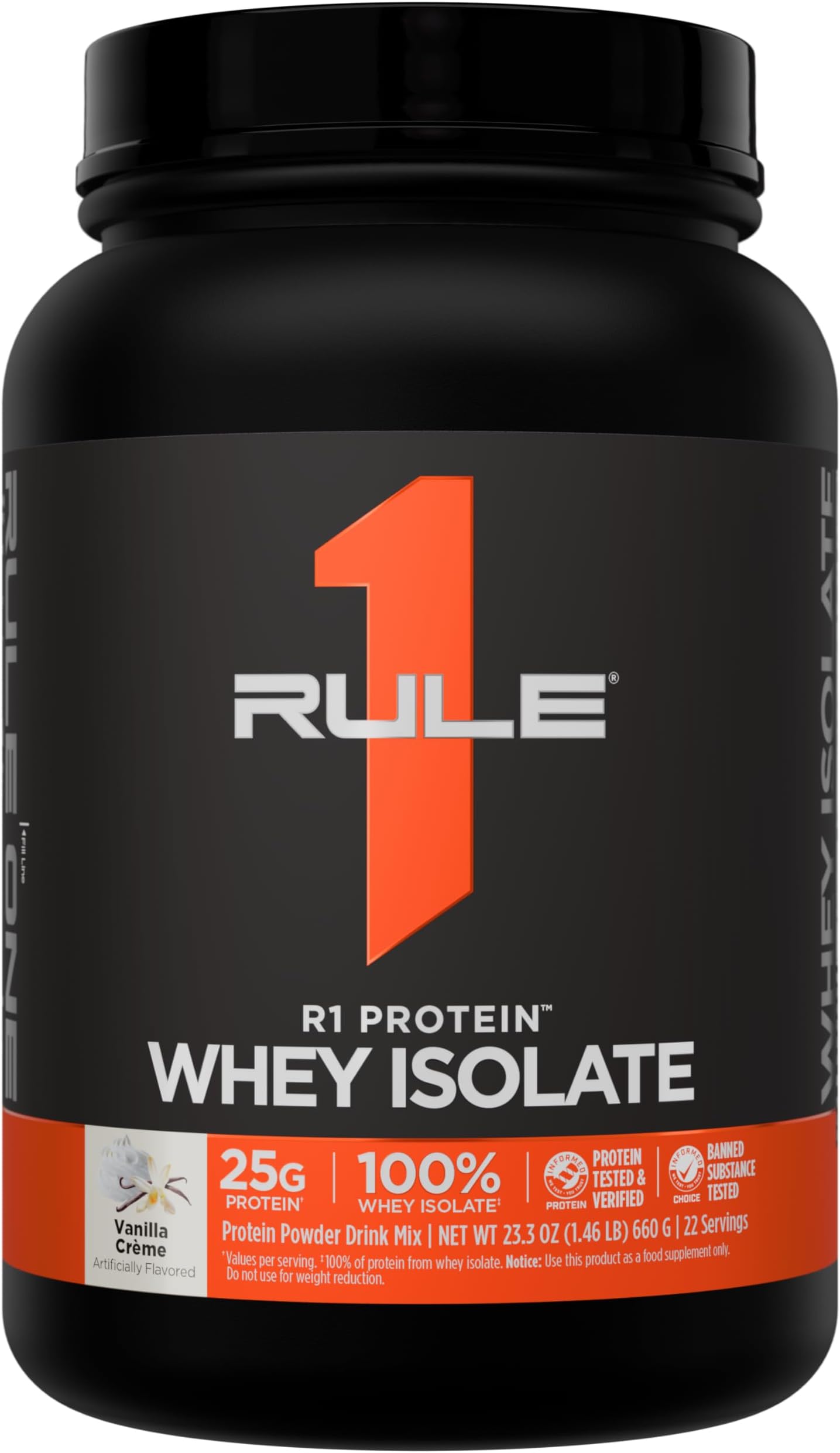Rule 1 Proteins R1 Protein Whey Isolate, Vanilla Crรฉme, 22 Servings
