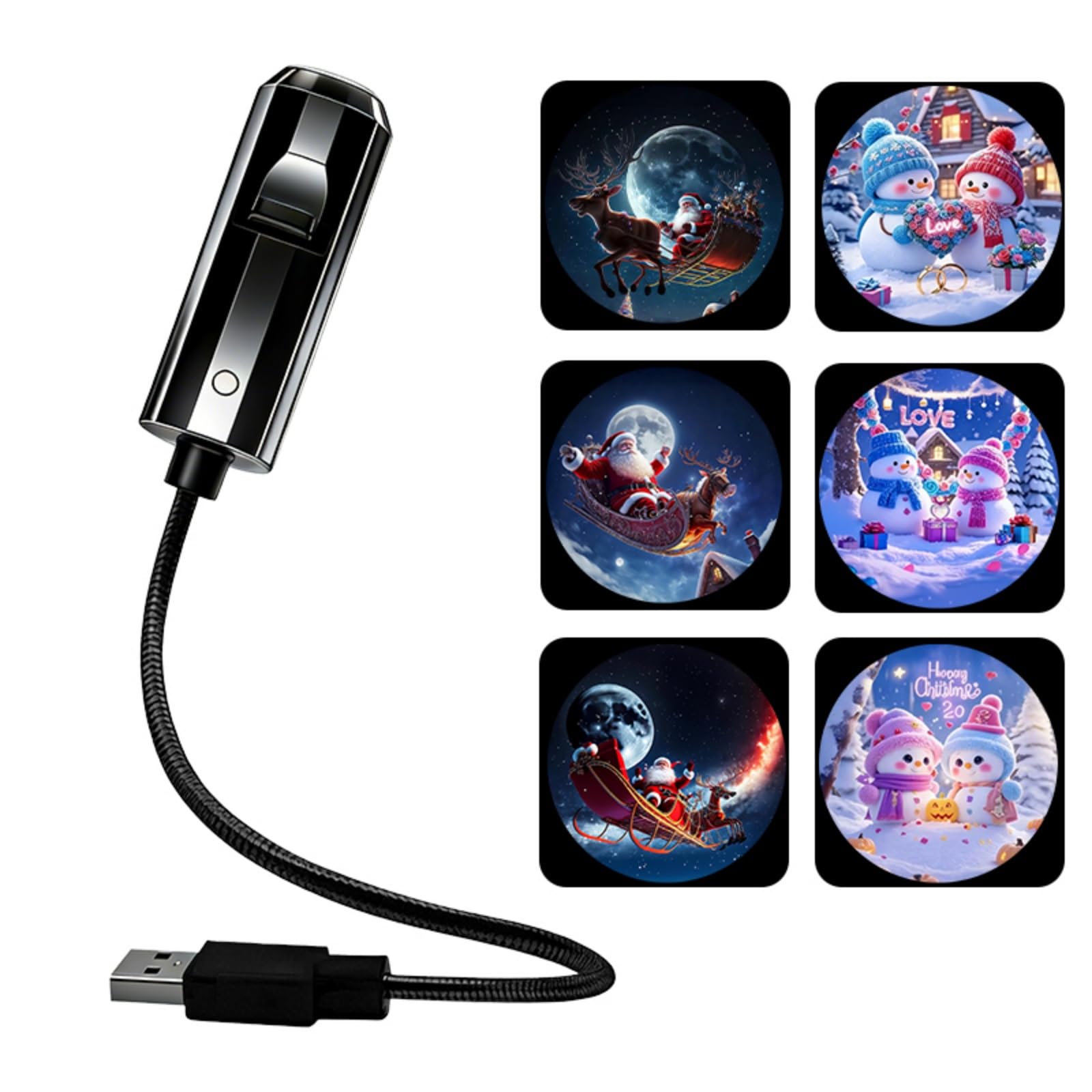 Hakimme Holiday Projector Light USB Powered, Sleigh Christmas