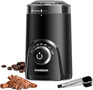SHARDOR Super Silent Electric Coffee Grinder - Adjustable Coarse to Fine Timed Control for Beans, Spices, Herbs, Black