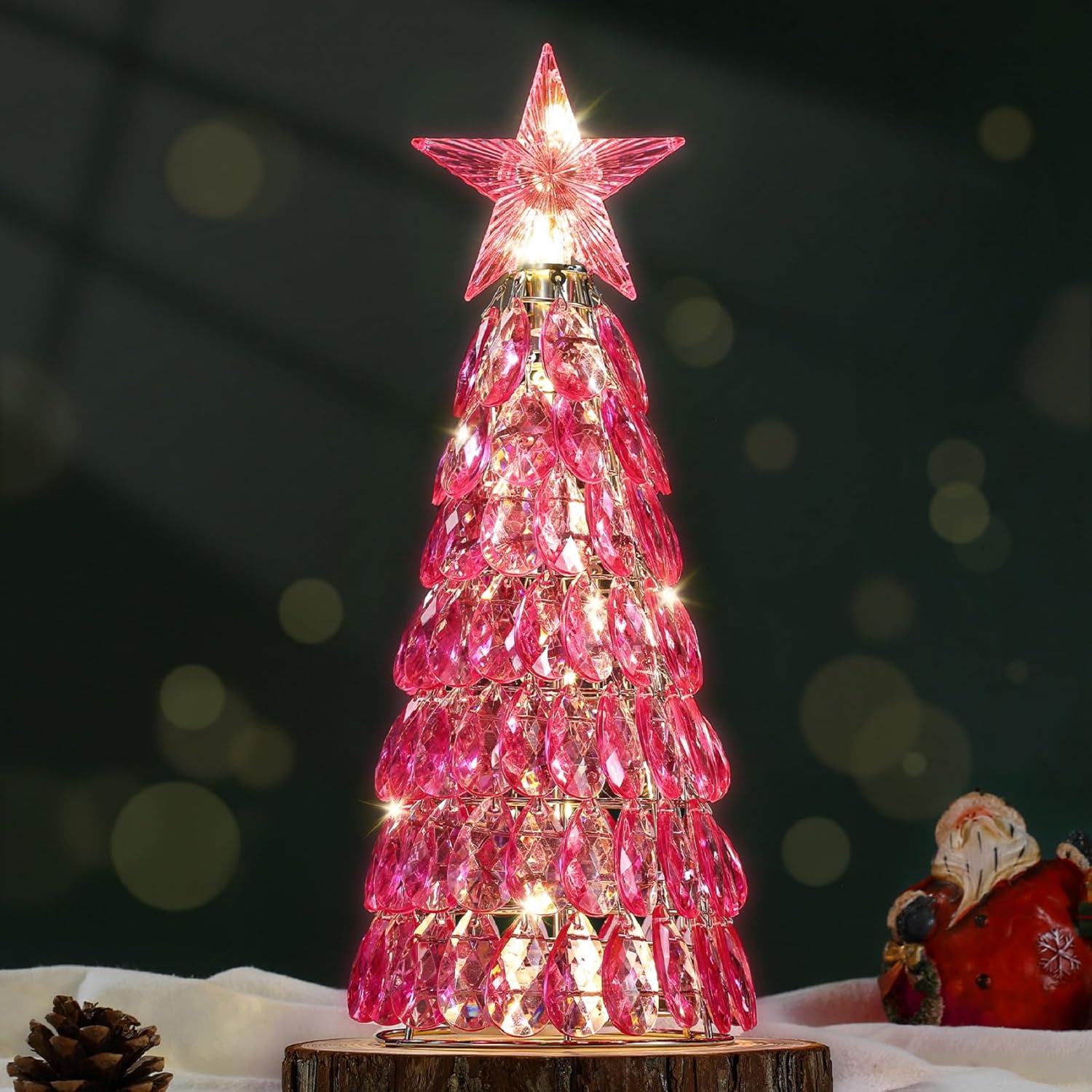 Lewondr 12 Inch Battery Christmas Tree Lamp