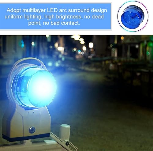 Miniatura 5 de Cyrank Luz estroboscópica LED, luces intermitentes de seguridad de advertencia azul de 12 V con alarma de emergencia de sonido, flash de triple