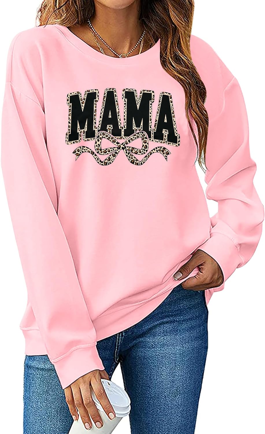 SFHFY Mama Crewneck Sweatshirt Women: Casual Mom Long Sleeve Shirt Bow Mama Letter Print Pullover Top - Image 6